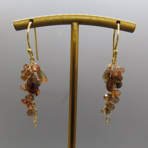 brown, copper andalusite gemstones dangle from god chain with french ear wires