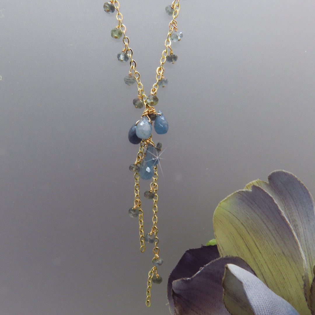 Moss Aquamarine Y Necklace