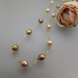 Multicolor Edison Pearl Tin Cup Necklace