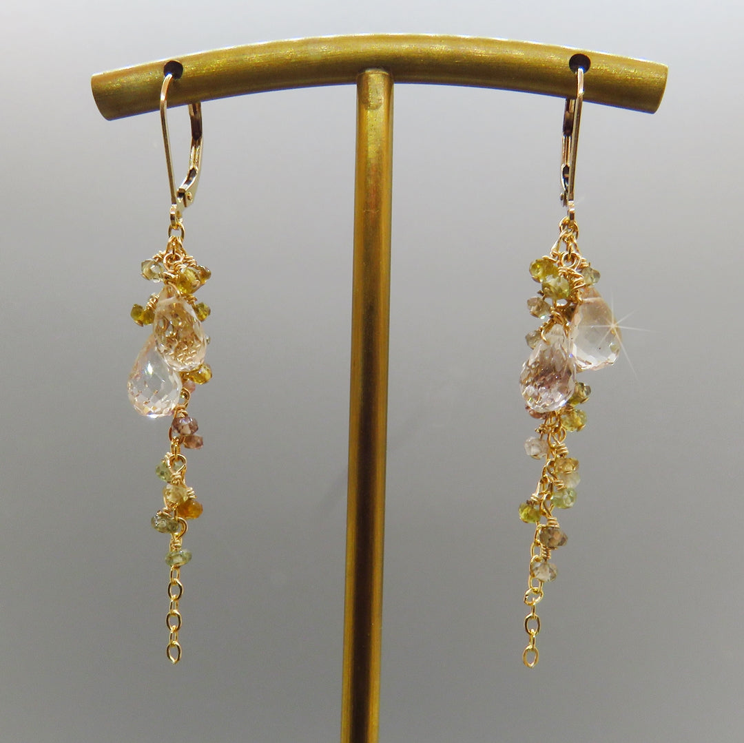 Imperial Topaz and Sapphire Dangle Earrings