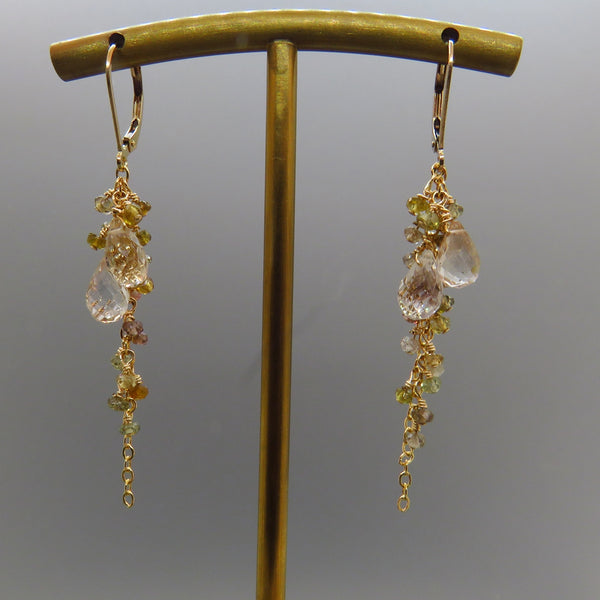 Imperial Topaz and Sapphire Dangle Earrings