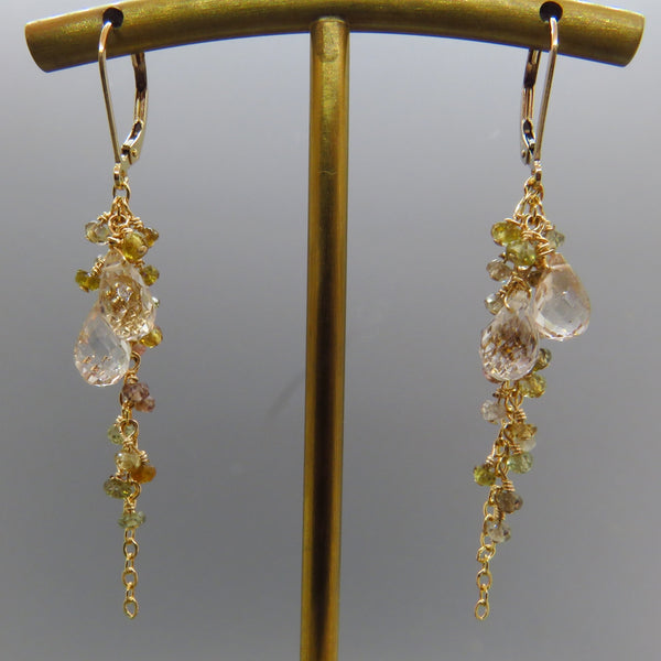 Imperial Topaz and Sapphire Dangle Earrings