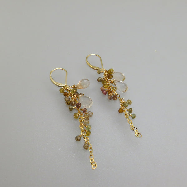 Imperial Topaz and Sapphire Dangle Earrings