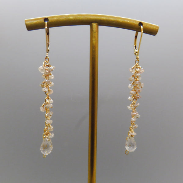 Imperial Topaz and Diamond Quartz Earring