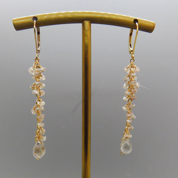 Imperial Topaz and Diamond Quartz Earring