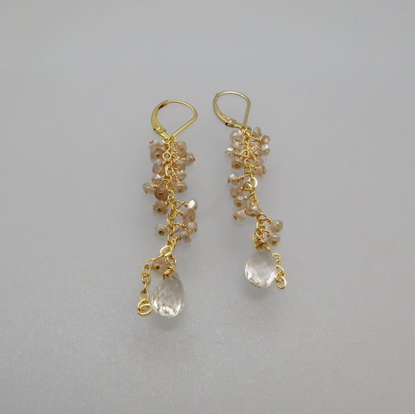 Imperial Topaz and Diamond Quartz Earring