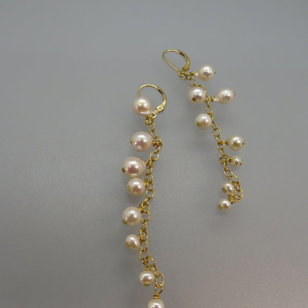 White Akoya Pearl Dangle Earrings