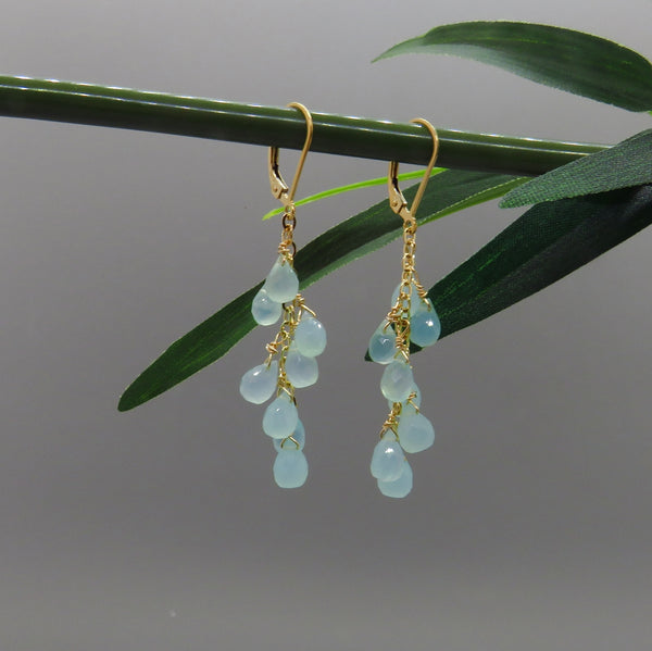 Aqua Chalcedony Drops Earrings