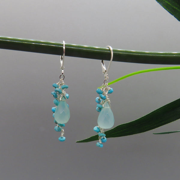 Aqua Chalcedony and Amazonite Earrings