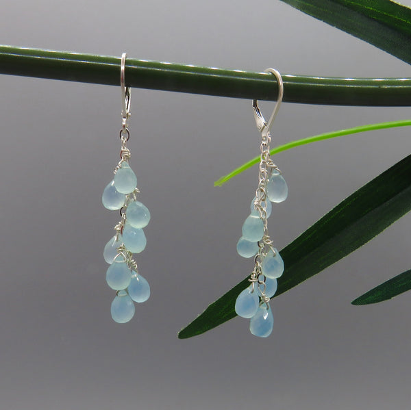 Aqua Chalcedony Drops Earrings