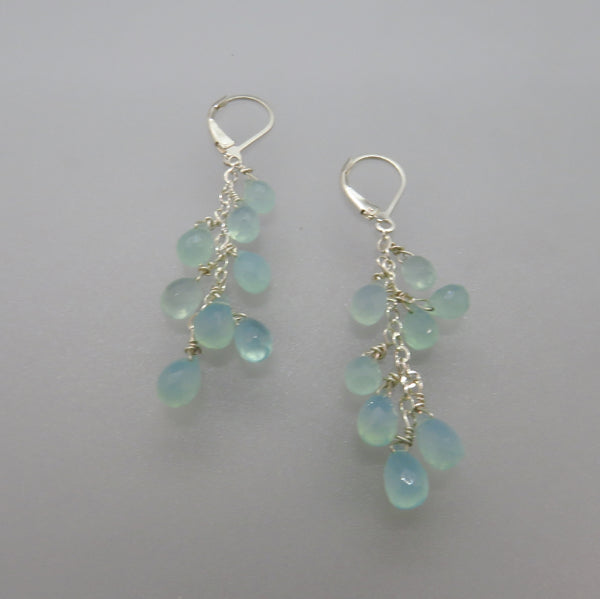 Aqua Chalcedony Drops Earrings