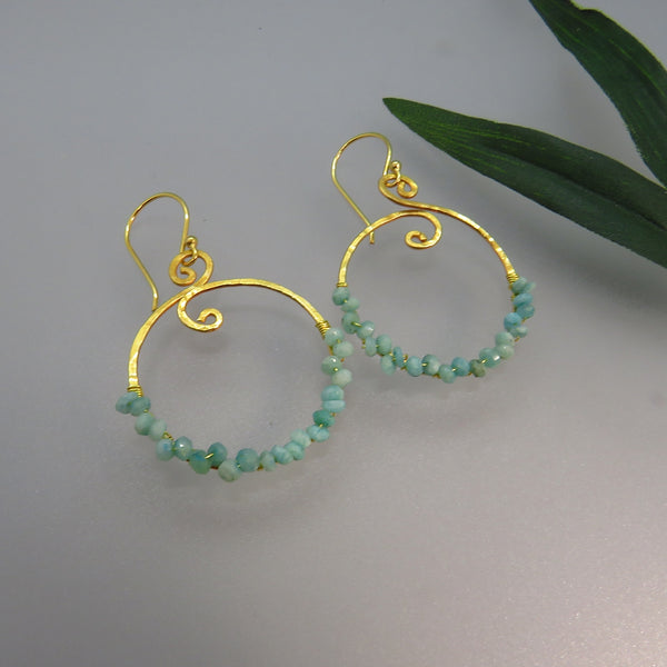 Amazonite And Vermeil Hoop Earrings