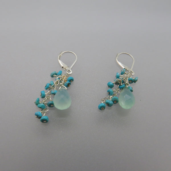 Aqua Chalcedony and Amazonite Earrings