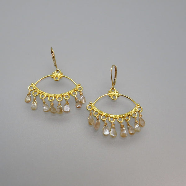 Diamond Quartz Chandelier Earrings