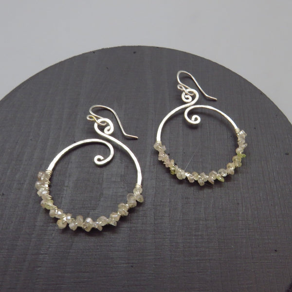 Diamond Quartz Hoop Earrings