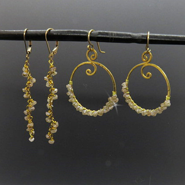 Diamond Quartz Hoop Earrings