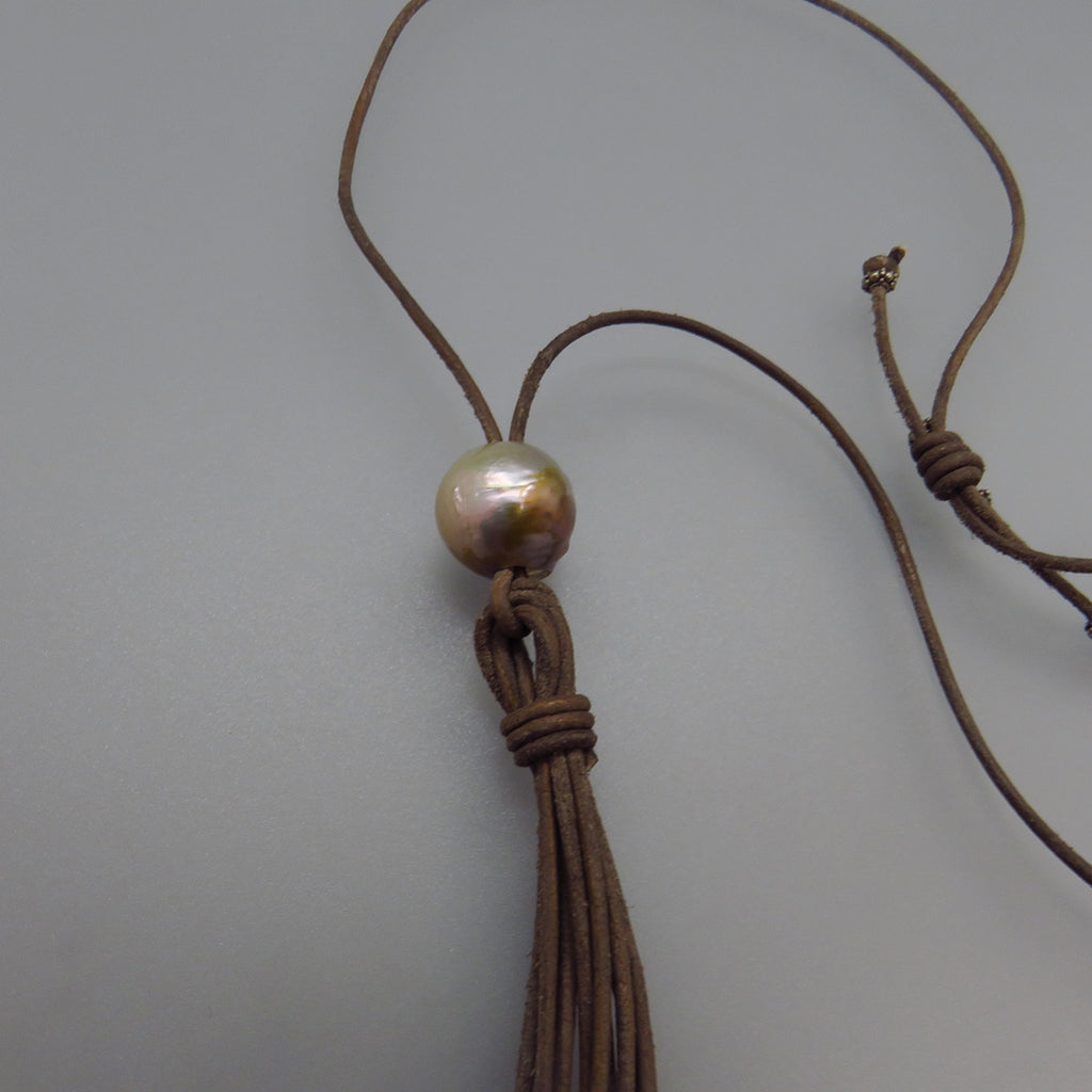 Leather 2025 tassel necklace