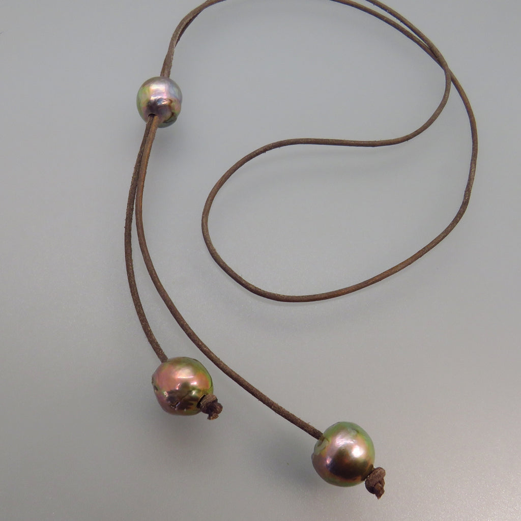 Pearl on Leather Necklace