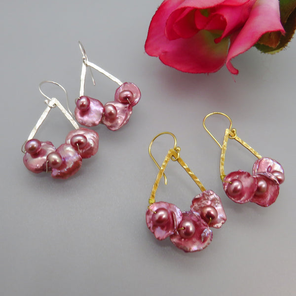 Pink Petal Keshi Pearl Earrings