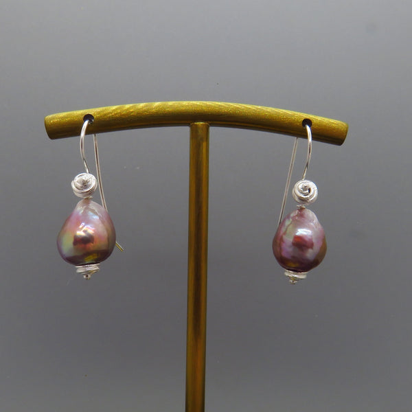 Pink Lavender Edison Pearl Drop Earrings