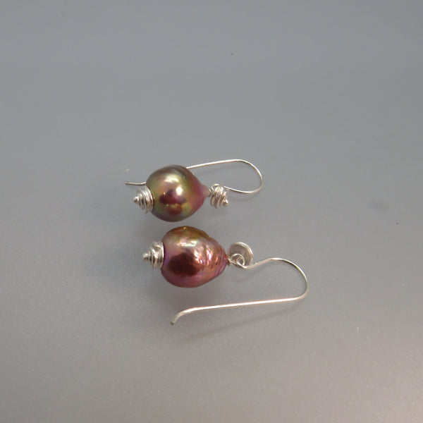 Pink Lavender Edison Pearl Drop Earrings