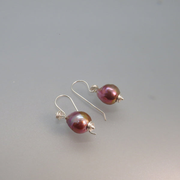 Pink Lavender Edison Pearl Drop Earrings