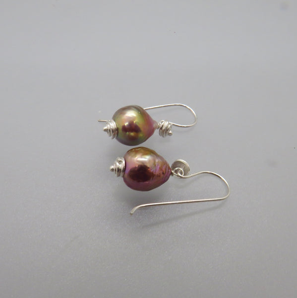 Pink Lavender Edison Pearl Drop Earrings