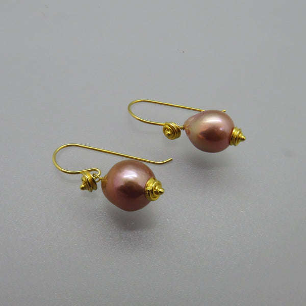 Pink Edison Pearl Drops Earrings