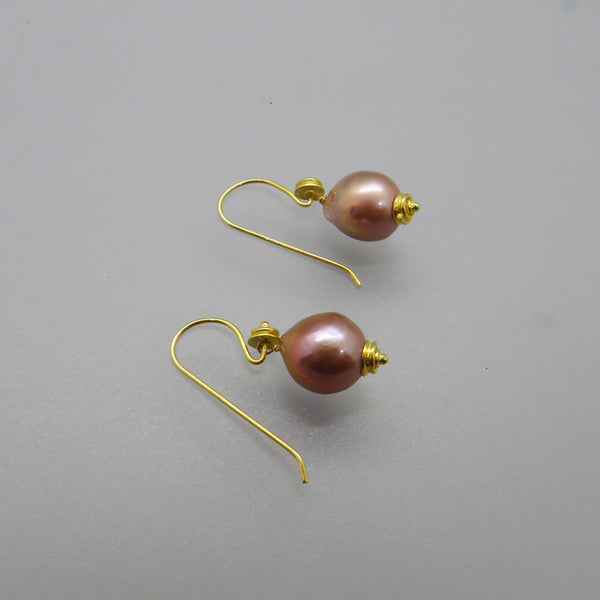 Pink Edison Pearl Drops Earrings