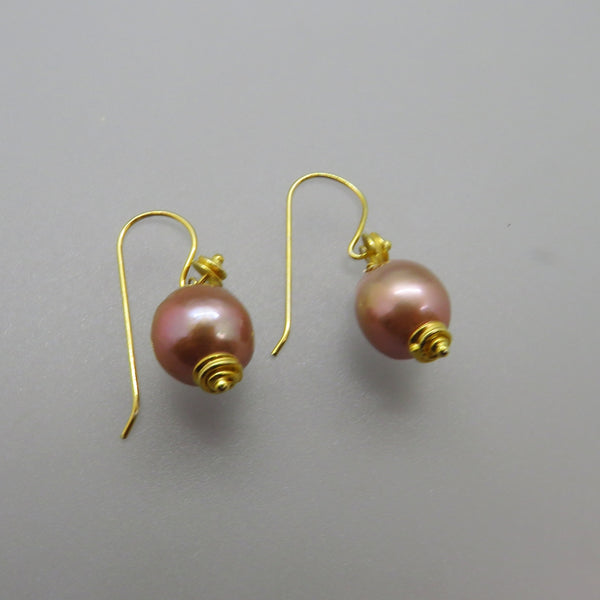 Pink Edison Pearl Drops Earrings