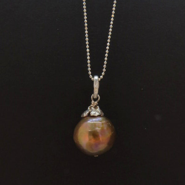 Pink Pearl Pendant With Sterling Silver Chain