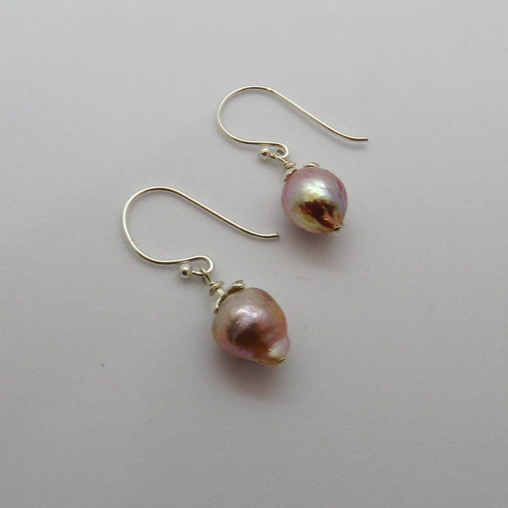 Pink pearl drop on sale earrings