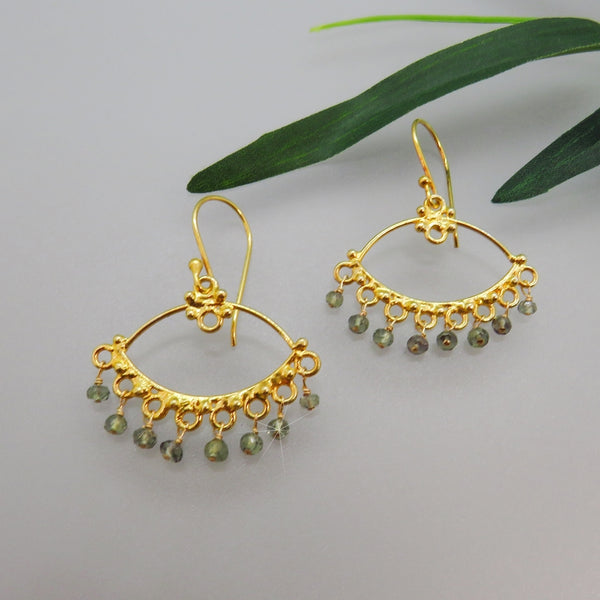 Green Sapphire and Vermeil Chandelier Earrings