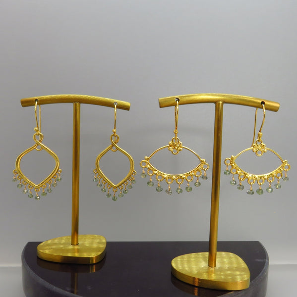 Green Sapphire and Vermeil Chandelier Earrings