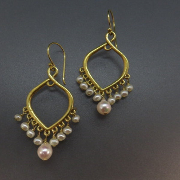 White Akoya Pearl Chandelier Earrings