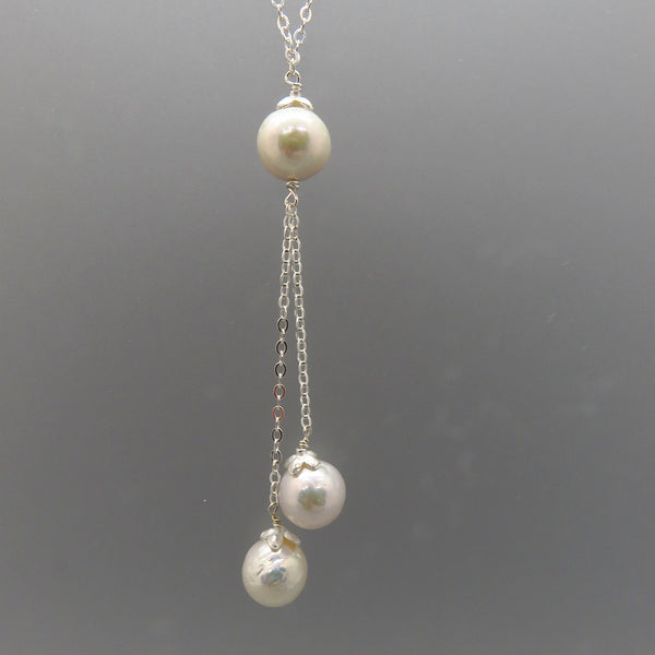 White Edison Pearl Y Necklace