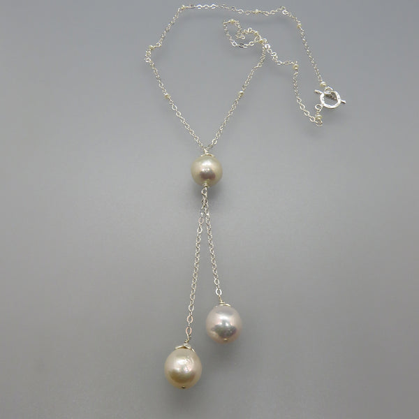 White Edison Pearl Y Necklace