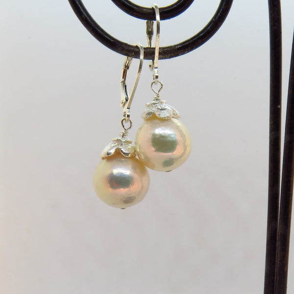 White Edison Pearl Earrings